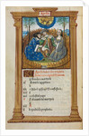 Printed Book of Hours: fol. 5v, April calendar illustration, 1510 by Guillaume Le Rouge