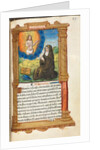 Printed Book of Hours: fol. 90r, St. Bridget in Prayer before an Apparition of Christ, by Guillaume Le Rouge