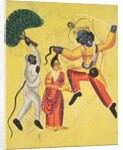 Rama and Hanuman, Holding an Uprooted Tree, Rescues Sita, 1800s by Unknown