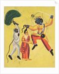 Rama and Hanuman, Holding an Uprooted Tree, Rescues Sita, 1800s by Unknown