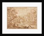 River Landscape with Arched Rock, second half 1600s by Crescenzio di Onofrio