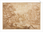 River Landscape with Arched Rock, second half 1600s by Crescenzio di Onofrio