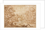 River Landscape with Arched Rock, second half 1600s by Crescenzio di Onofrio