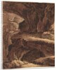 Rocky Landscape with a Cave Chapel, 19th century by Johann Martin von Rohoden (attributed to)