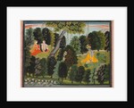 Sakhi Persuades Radha to Meet Krishna, from the 'Lambagraon' Gita Govinda…, c. 1820-1825 by Unknown