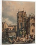 Scene on a Canal, first half 1800s by Hippolyte Jean Baptiste Garnerey