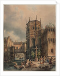 Scene on a Canal, first half 1800s by Hippolyte Jean Baptiste Garnerey