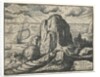 Set of 4 Landscapes: No. 4 - Cliff on the Seashore by Hendrick Goltzius