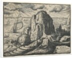 Set of 4 Landscapes: No. 4 - Cliff on the Seashore by Hendrick Goltzius