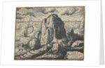 Set of 4 Landscapes: No. 4 - Cliff on the Seashore by Hendrick Goltzius