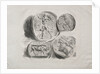 Sheet of Four Antique Medals, 1825 by Eugène Delacroix