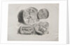Sheet of Four Antique Medals, 1825 by Eugène Delacroix