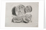 Sheet of Four Antique Medals, 1825 by Eugène Delacroix