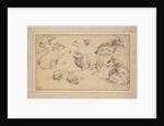 Sheet of Studies with Sheep, Goats, and Dogs, c. 1780 by Jean-Baptiste Marie Hüet