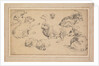 Sheet of Studies with Sheep, Goats, and Dogs, c. 1780 by Jean-Baptiste Marie Hüet