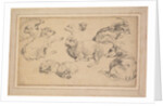 Sheet of Studies with Sheep, Goats, and Dogs, c. 1780 by Jean-Baptiste Marie Hüet