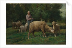 Shepherdess with Sheep, c. 1876 by Charles-Émile Jacque