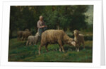 Shepherdess with Sheep, c. 1876 by Charles-Émile Jacque