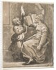 Sibyl Reading with a Child Holding a Torch, 1518-27 by Ugo da Carpi