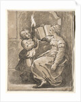 Sibyl Reading with a Child Holding a Torch, 1518-27 by Ugo da Carpi