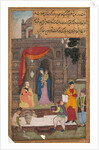 Simeon Kneels in Front of Mary and Jesus After Recognizing Them, from a Mirror of Holiness…, 1602- by Unknown