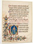 Single Leaf Excised from a Choir Psalter: Initial E[xultate Deo] with King David Playing?, c 1408 by Unknown
