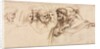 Study of Heads; Crenelated Fortress, 2nd half 1500s by Agostino Carracci