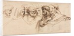 Study of Heads; Crenelated Fortress, 2nd half 1500s by Agostino Carracci