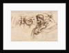 Study of Heads; Crenelated Fortress, 2nd half 1500s by Agostino Carracci
