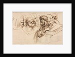 Study of Heads; Crenelated Fortress, 2nd half 1500s by Agostino Carracci