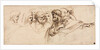 Study of Heads; Crenelated Fortress, 2nd half 1500s by Agostino Carracci