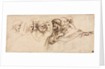 Study of Heads; Crenelated Fortress, 2nd half 1500s by Agostino Carracci
