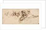 Study of Heads; Crenelated Fortress, 2nd half 1500s by Agostino Carracci