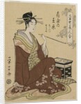 The Courtesan Ariwara of the Tsuruya Seated by a Smoking Chest…, mid 1790s by Ch?bunsai Eishi