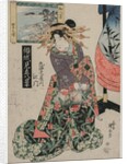 The Courtesan Emon of Maruebiya with a View of Tago Bay…, c. late 1820s or early 1830s by Ipposai Kuniyasu
