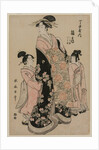 The Courtesan Hinazuru of Chojiya with her Attendants Tsuruji and Tsuruno, c. 1794 by Kitagawa Utamaro
