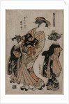 The Courtesan Kichijuro of Kage Manjiya with Two Kamuro…, late 1770s by Isoda Koryusai
