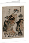The Courtesan Kichijuro of Kage Manjiya with Two Kamuro…, late 1770s by Isoda Koryusai