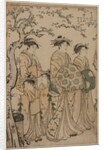 The Courtesan Senzan of Chojiya Strolling with her Kamuro Yasono and Yasoji and Two Shinzo, 1786 by Torii Kiyonaga