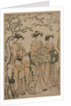 The Courtesan Senzan of Chojiya Strolling with her Kamuro Yasono and Yasoji and Two Shinzo, 1786 by Torii Kiyonaga
