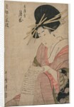 The Courtesan Tsukioka of Hyogoya Rolling a Letter?, late 1790s by Kitagawa Utamaro