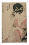 The Courtesan Tsukioka of Hyogoya Rolling a Letter?, late 1790s by Kitagawa Utamaro
