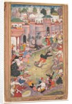 The game of wolf-running in Tabriz, from an Akbar-nama, c. 1595-1600 by Banwari