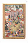 The game of wolf-running in Tabriz, from an Akbar-nama, c. 1595-1600 by Banwari