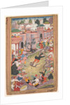 The game of wolf-running in Tabriz, from an Akbar-nama, c. 1595-1600 by Banwari