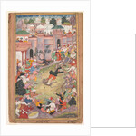 The game of wolf-running in Tabriz, from an Akbar-nama, c. 1595-1600 by Banwari