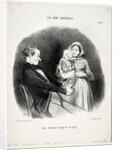 The Good Bourgeois, plate 40: Papa contemplates a likeness of his likeness, 1847 by Honoré Daumier
