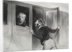 The Railroads, plate 11: The Hazard of Sleeping on a Journey, 1843 by Honoré Daumier; Aubert