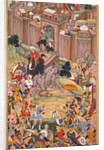 The siege of Arbela in the era of Hulagu Khan, page from a Chingiz-nama…, c. 1596 by Basavana; Sur Das