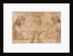 Three Heads and Other Sketches, 1643-1644 by Nicolas Poussin